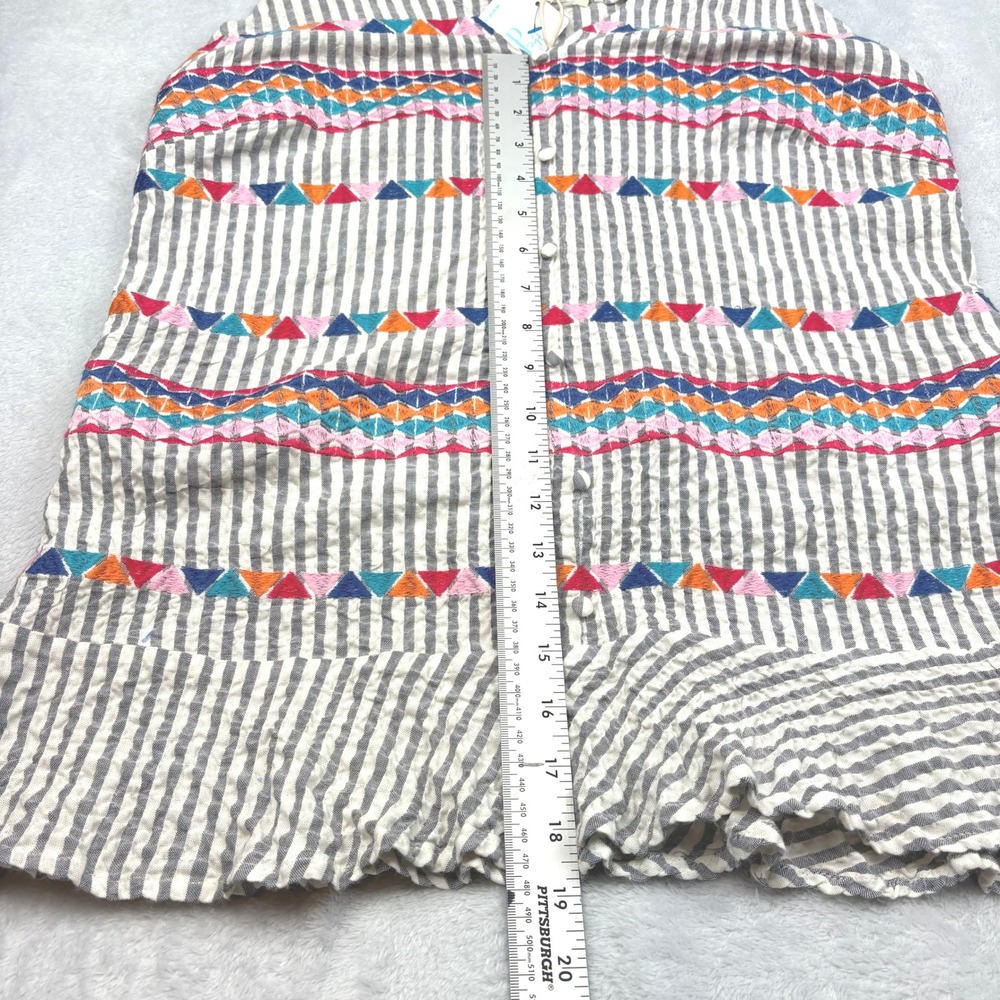 Savanna Jane Striped Embroidered Sleeveless Mini Dress/Shirt‎ Cute Sz M NEW - Picture 10 of 10